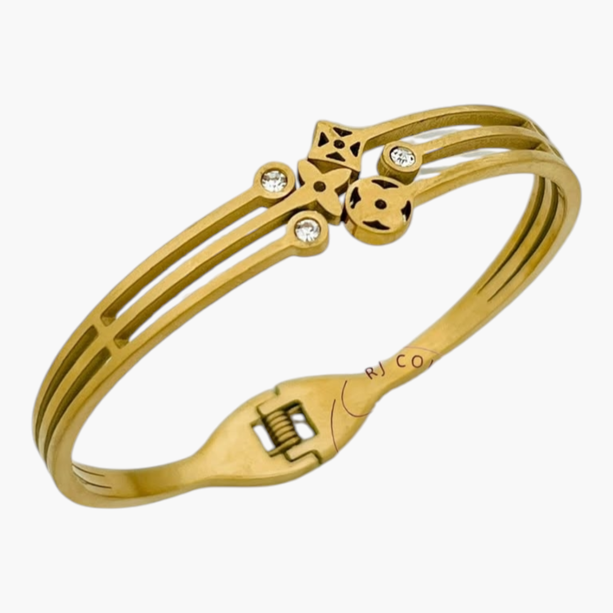 Triple Bar Clover Charm Bangle