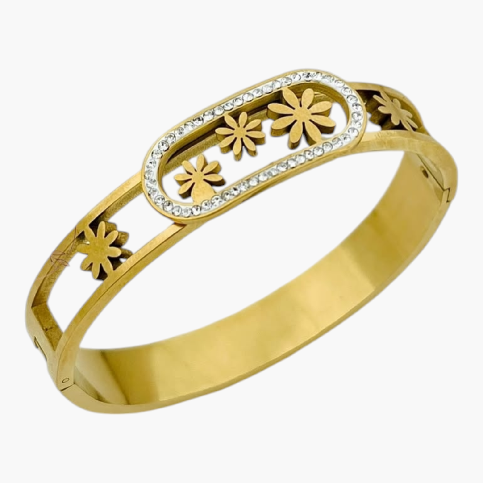 Floral Cutout Crystal Bangle